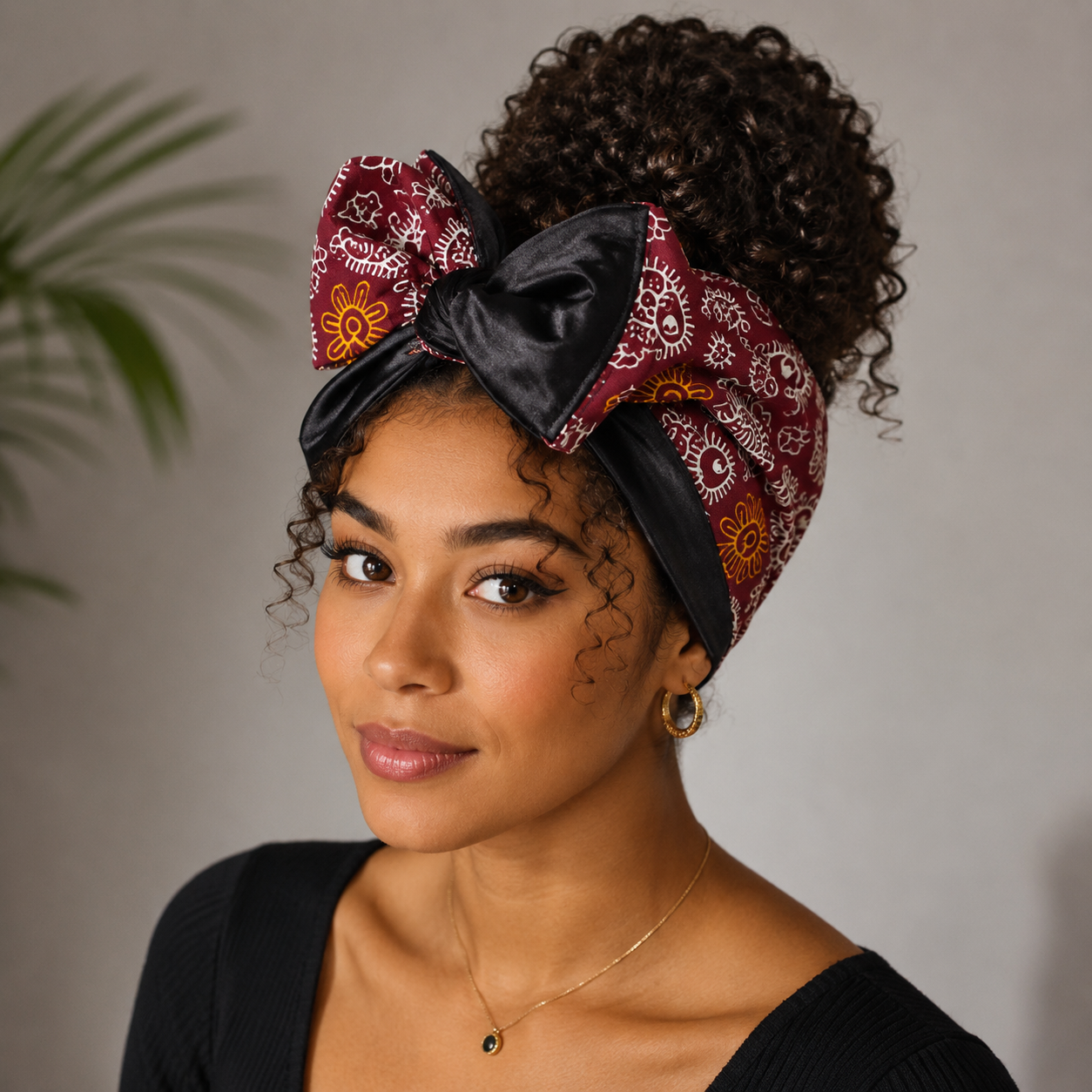 Bandeau Signature Bordeaux Royal – Réversible Wax & Satin