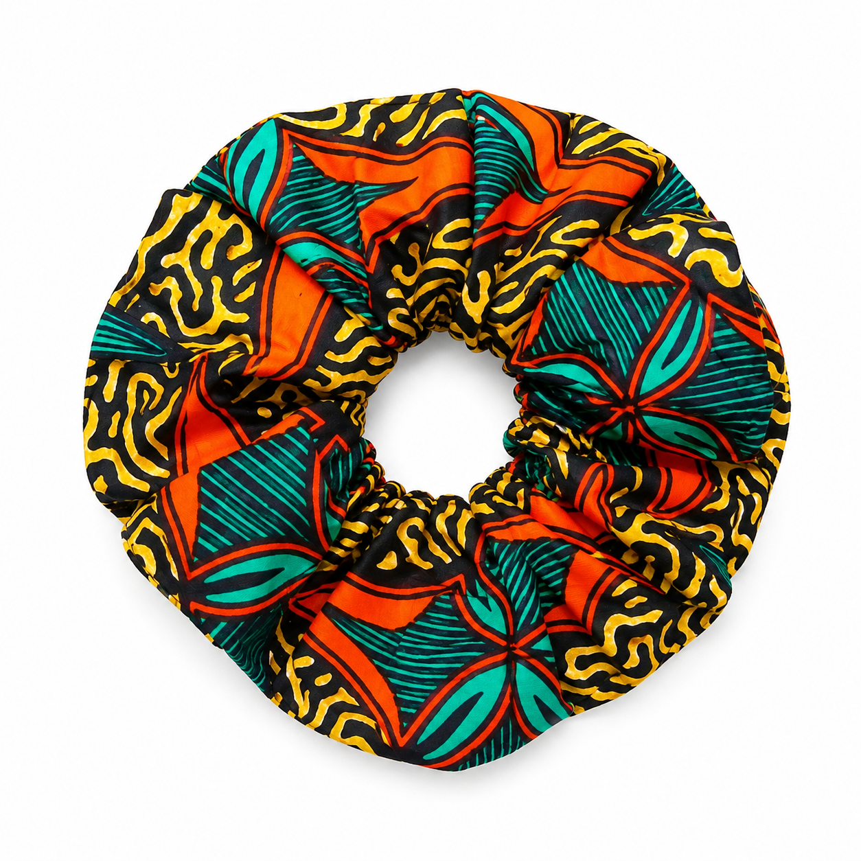 Maxi Chouchou Wax Soleil d'Afrique – Orange & Émeraude