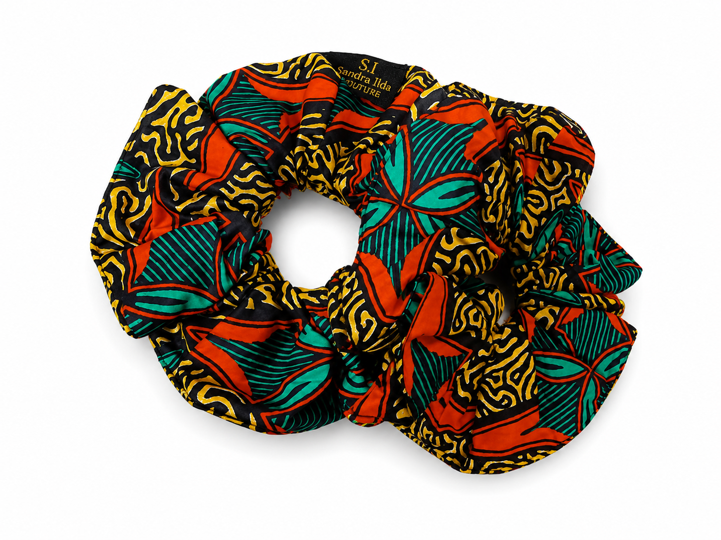 Maxi Chouchou Wax Soleil d'Afrique – Orange & Émeraude