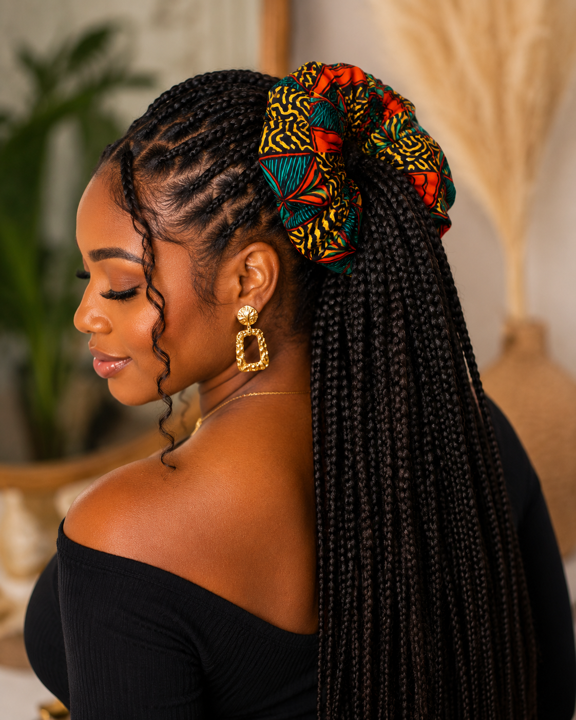 Maxi Chouchou Wax Soleil d'Afrique – Orange & Émeraude